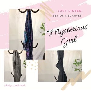 “Mysterious Girl” Set of 3 Scarves
